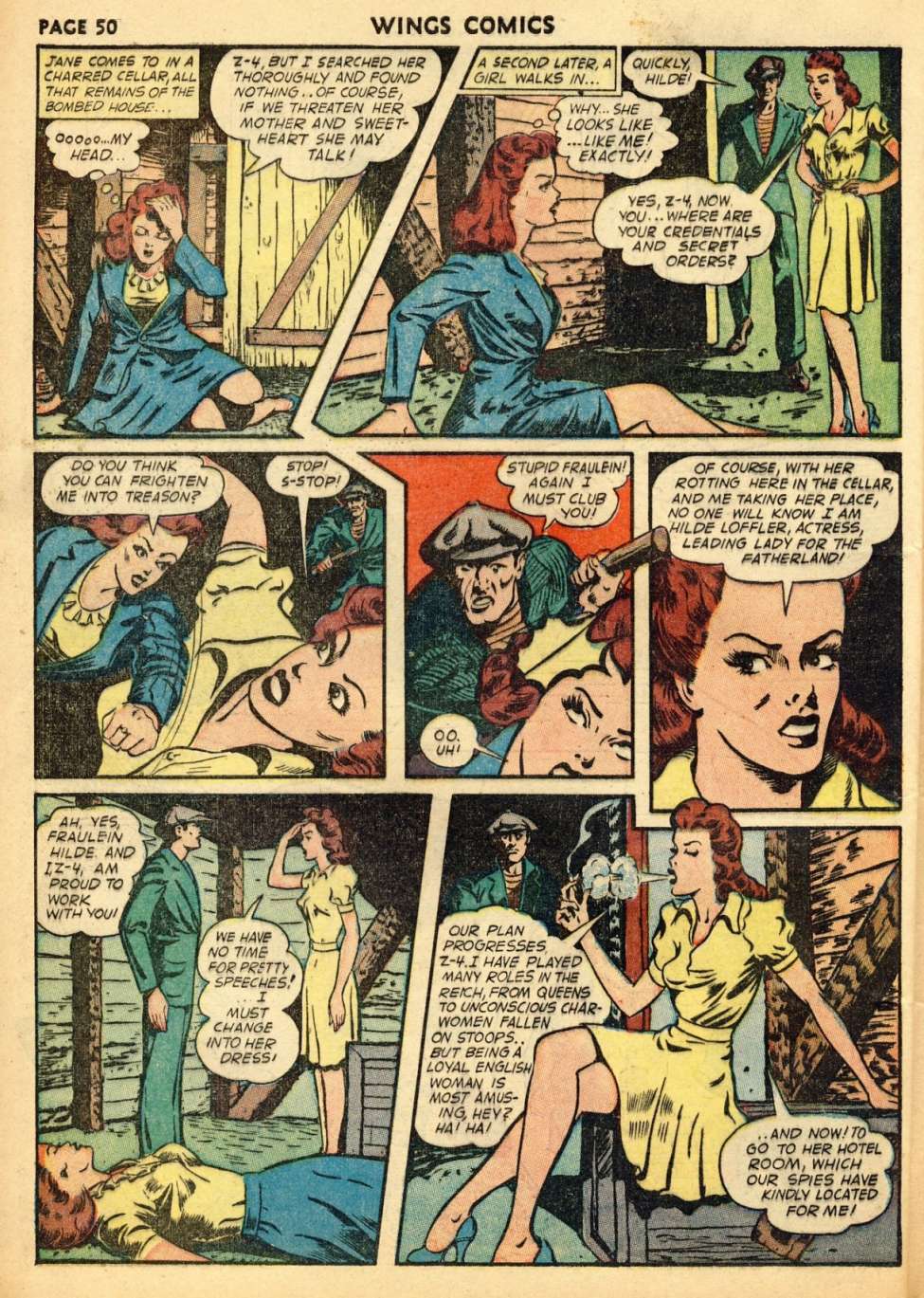 Wings Comics #29 (1943) - Jane Martin - Uniform Stealing Board